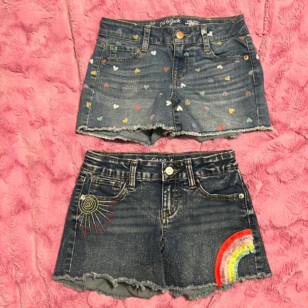 Set of 2 pairs of Cat & Jack jean shorts - girls size medium 7/8